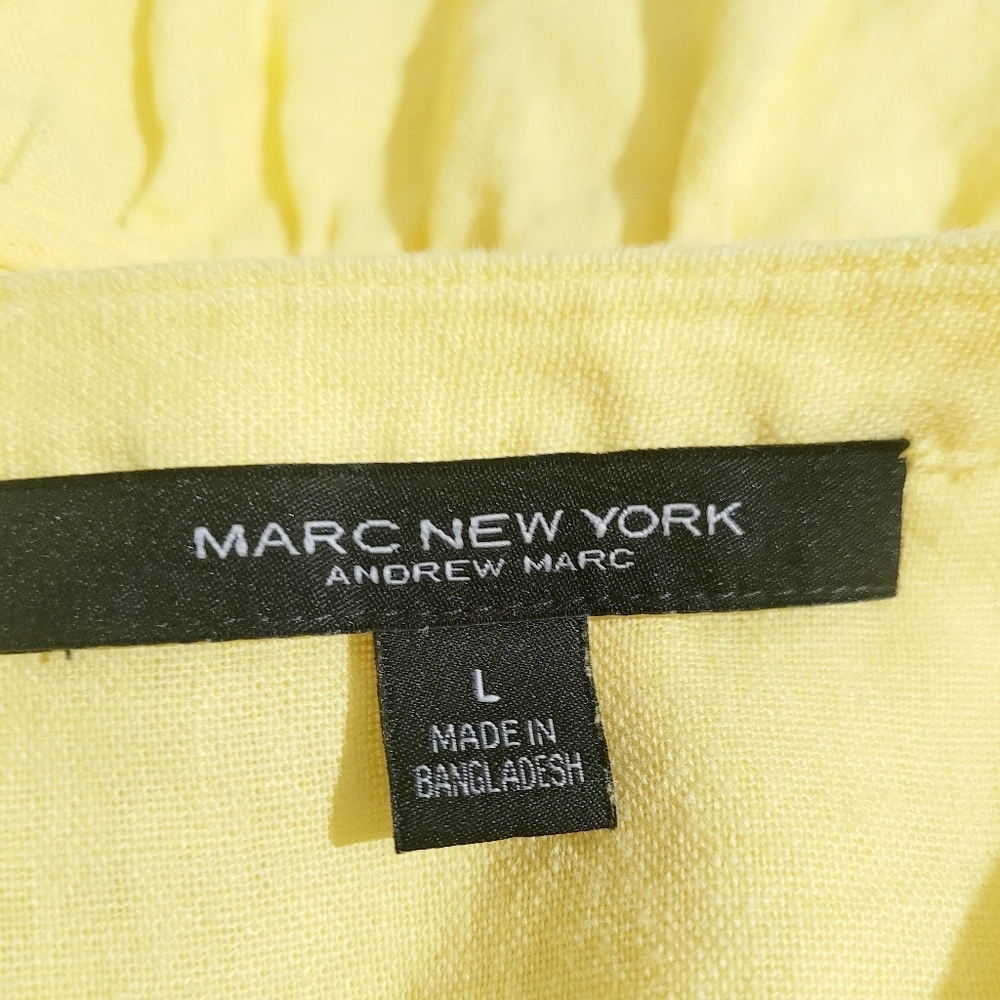 Marc New York Women’s Tie Front Linen Blend Tiered Blouse Yellow Size Large - Picture 12 of 14